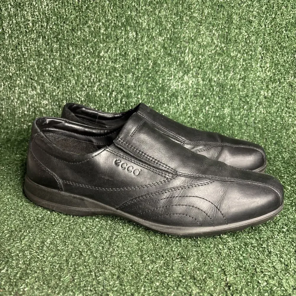 ECCO Mens Size 11 /‎ 45 Black Classic Leather Almond Toe Slip On Shoes Oxfords